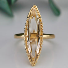 Load image into Gallery viewer, Vintage smokey quartz navette ring in yellow gold