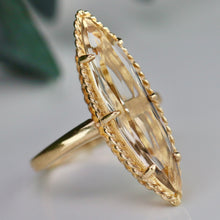 Load image into Gallery viewer, Vintage smokey quartz navette ring in yellow gold
