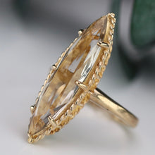 Load image into Gallery viewer, Vintage smokey quartz navette ring in yellow gold
