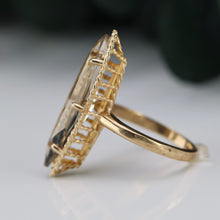 Load image into Gallery viewer, Vintage smokey quartz navette ring in yellow gold