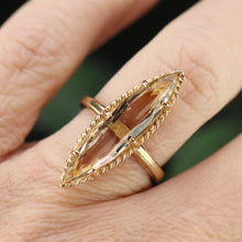 Load image into Gallery viewer, Vintage smokey quartz navette ring in yellow gold