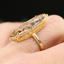Load image into Gallery viewer, Vintage smokey quartz navette ring in yellow gold