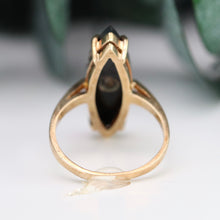 Load image into Gallery viewer, Vintage navette onyx and diamond ring in yellow gold