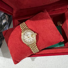 Load image into Gallery viewer, **$11,500 - message us to buy** Vintage ladies 18k yellow gold Rolex with diamond bezel