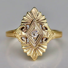 Load image into Gallery viewer, Estate Vintage diamond plaque ring in 14k yellow gold