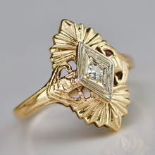 Load image into Gallery viewer, Estate Vintage diamond plaque ring in 14k yellow gold