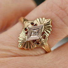 Load image into Gallery viewer, Estate Vintage diamond plaque ring in 14k yellow gold