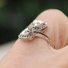 Load image into Gallery viewer, Estate vintage double heart diamond ring in white gold