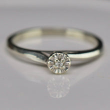 Load image into Gallery viewer, Estate vintage diamond solitaire ring in 14k white gold