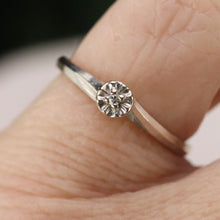 Load image into Gallery viewer, Estate vintage diamond solitaire ring in 14k white gold