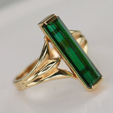 Load image into Gallery viewer, Estate green tourmaline ring in 14k yellow gold