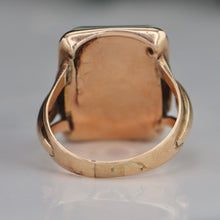Load image into Gallery viewer, Estate vintage banded agate letter O ring in rose gold