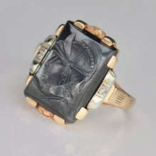 Load image into Gallery viewer, Estate vintage hematite intaglio ring in yellow gold