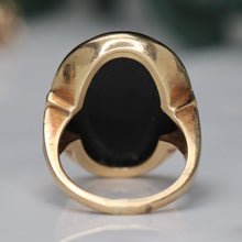 Load image into Gallery viewer, Estate HEAVY oval onyx vintage ring in yellow gold