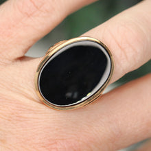 Load image into Gallery viewer, Estate HEAVY oval onyx vintage ring in yellow gold
