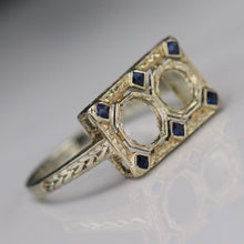 Load image into Gallery viewer, SPECIAL: Antique lab grown sapphire ring mounting in 18k white gold for restoration