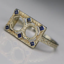 Load image into Gallery viewer, SPECIAL: Antique lab grown sapphire ring mounting in 18k white gold for restoration