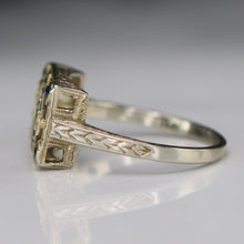 Load image into Gallery viewer, SPECIAL: Antique lab grown sapphire ring mounting in 18k white gold for restoration