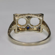 Load image into Gallery viewer, SPECIAL: Antique lab grown sapphire ring mounting in 18k white gold for restoration