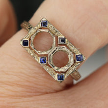 Load image into Gallery viewer, SPECIAL: Antique lab grown sapphire ring mounting in 18k white gold for restoration
