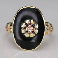 Load image into Gallery viewer, 40% OFF!  Estate vintage onyx floral ring in yellow gold