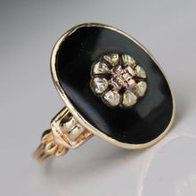 Load image into Gallery viewer, 40% OFF!  Estate vintage onyx floral ring in yellow gold
