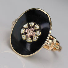 Load image into Gallery viewer, 40% OFF!  Estate vintage onyx floral ring in yellow gold