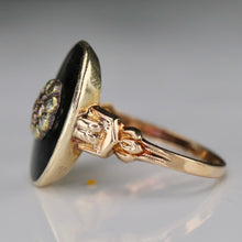 Load image into Gallery viewer, 40% OFF!  Estate vintage onyx floral ring in yellow gold