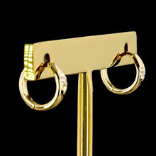Load image into Gallery viewer, SPECIAL!  Lab grown diamond star set small huggies in 18k yellow gold