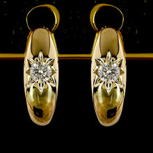 Load image into Gallery viewer, SPECIAL!  Lab grown diamond star set small huggies in 18k yellow gold