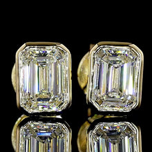 Load image into Gallery viewer, SPECIAL!  Lab grown 1ctw E-F/VS Emerald Cut lab grown diamond studs in 14k yellow gold