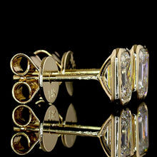 Load image into Gallery viewer, SPECIAL!  Lab grown 1ctw E-F/VS Emerald Cut lab grown diamond studs in 14k yellow gold