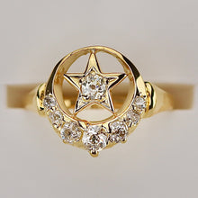 Load image into Gallery viewer, PAYMENT 1 OF 2: 30% OFF!  Estate vintage old mine cut diamond star and moon ring in yellow gold