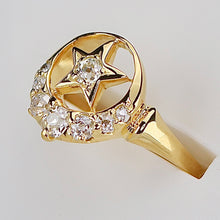 Load image into Gallery viewer, PAYMENT 1 OF 2: 30% OFF!  Estate vintage old mine cut diamond star and moon ring in yellow gold