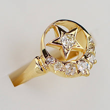 Load image into Gallery viewer, PAYMENT 1 OF 2: 30% OFF!  Estate vintage old mine cut diamond star and moon ring in yellow gold