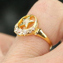 Load image into Gallery viewer, PAYMENT 1 OF 2: 30% OFF!  Estate vintage old mine cut diamond star and moon ring in yellow gold