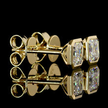 Load image into Gallery viewer, SPECIAL!  Lab grown 1ctw E-F/VS Asscher Cut lab grown diamond studs in 14k yellow gold