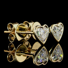 Load image into Gallery viewer, SPECIAL!  Lab grown 1ctw E-F/VS Heart Cut lab grown diamond studs in 14k yellow gold