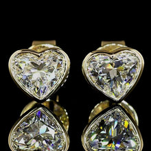 Load image into Gallery viewer, SPECIAL!  Lab grown 1ctw E-F/VS Heart Cut lab grown diamond studs in 14k yellow gold