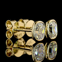 Load image into Gallery viewer, SPECIAL!  Lab grown 1ctw E-F/VS Antique Cushion Cut lab grown diamond studs in 14k yellow gold