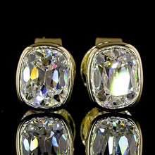 Load image into Gallery viewer, SPECIAL!  Lab grown 1ctw E-F/VS Antique Cushion Cut lab grown diamond studs in 14k yellow gold