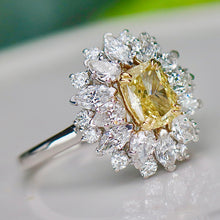 Load image into Gallery viewer, 40% OFF!  Yellow and white lab grown diamond cluster ring in 14k white gold