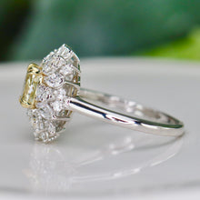 Load image into Gallery viewer, 40% OFF!  Yellow and white lab grown diamond cluster ring in 14k white gold
