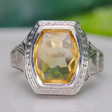 Load image into Gallery viewer, SPECIAL!  Vintage estate large citrine ring in white gold
