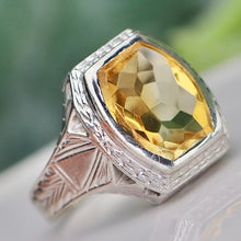 Load image into Gallery viewer, SPECIAL!  Vintage estate large citrine ring in white gold