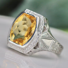 Load image into Gallery viewer, SPECIAL!  Vintage estate large citrine ring in white gold