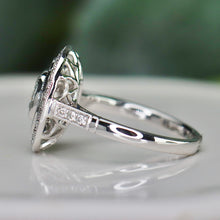Load image into Gallery viewer, 50% OFF!  Estate vintage style Sapphire and diamond target style ring in platinum