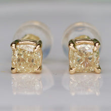 Load image into Gallery viewer, SPECIAL!  Lab grown 1ctw yellow Diamond studs in 14k yellow gold
