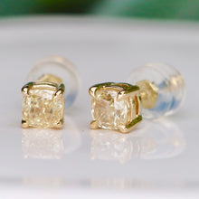 Load image into Gallery viewer, SPECIAL!  Lab grown 1ctw yellow Diamond studs in 14k yellow gold