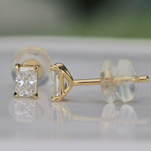 Load image into Gallery viewer, SPECIAL!  Lab grown radiant Diamond studs in 18k yellow gold